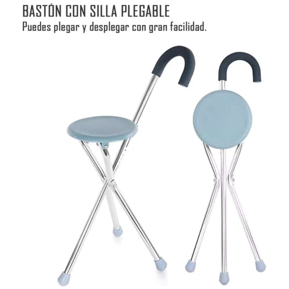 Bastón Con Asiento Plegable Aluminio