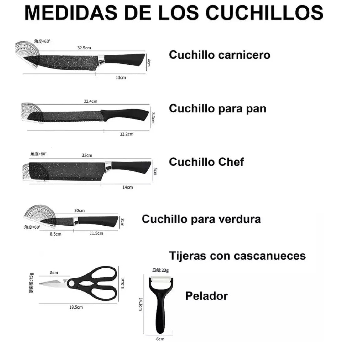 Juego Cuchillos Cocina Acero Inoxidable